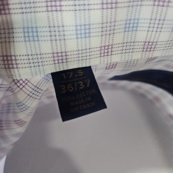 David Donahue white/berry button down - Picture 6 of 6